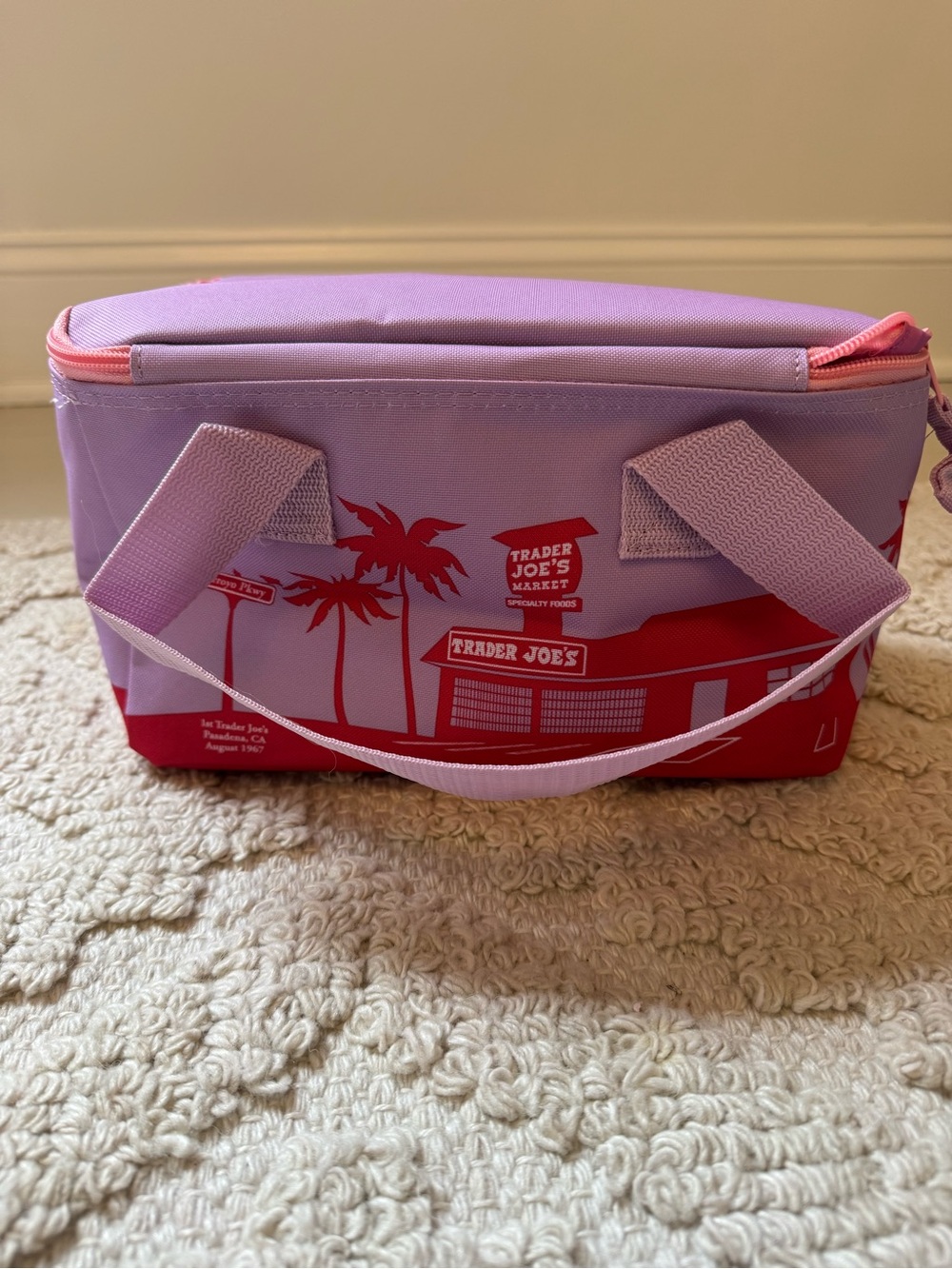 Trader Joe's Purple and Red Insulated Tote Bag
